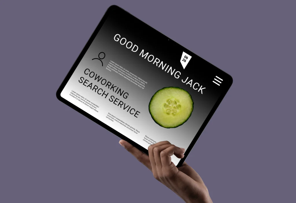 Tablet mit modernem Webdesign